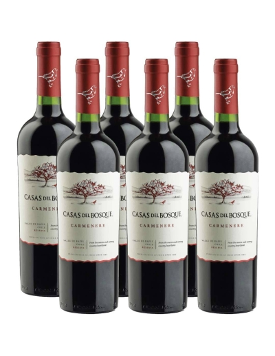 6 Botellas Carmenere, Reserva, Viña Casas del Bosque, Valle de Rapel