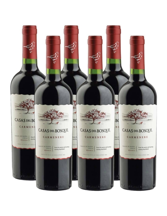 6 Botellas Carmenere, Reserva, Viña Casas del Bosque, Valle de Rapel