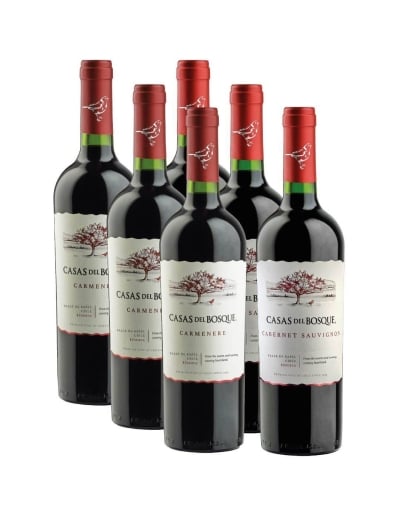 Pack 6 tintos Casas del Bosque Carmenere y Cabernet Sauvignon