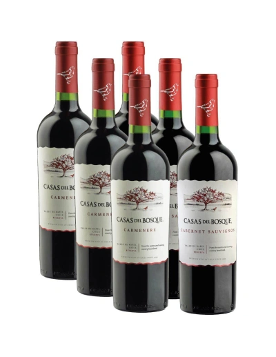 Pack 6 tintos Casas del Bosque Carmenere y Cabernet Sauvignon