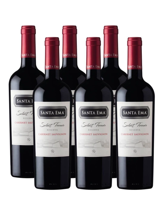 Pack 6 vinos Cabernet Sauvignon,Select Terroir, Viña Santa Ema