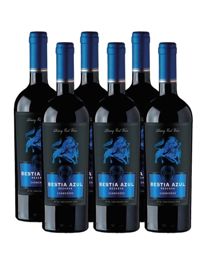 Pack 6 vinos Carmenere, Bestia Azul, Reserva, Bestias Wines