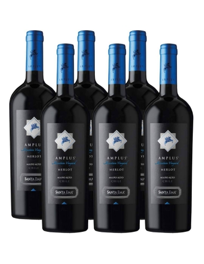 Pack 6 vinos Merlot, Amplus, Premium, Viña Santa Ema