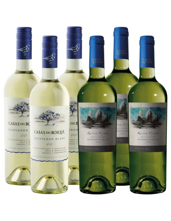 Pack Mix 6 Bot Sauvignon Blanc Reserva Viña Casas del Bosque y Puente Austral Wines