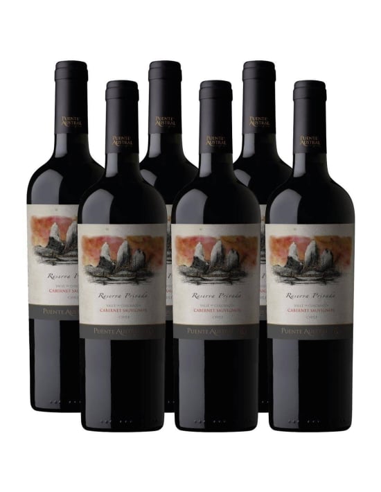 Pack 6 vinos Cabernet Sauvignon, Reserva Privada, Viña Puente Austral, Valle de Colchagua