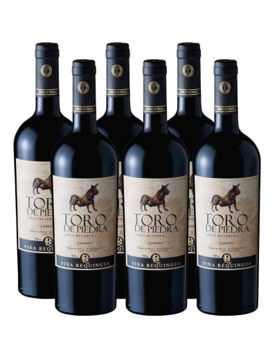 Pack 6 Vinos Toro de Piedra Carmenere, Gran Reserva, Requingua