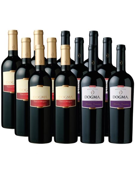 Pack 12 Bot Mix Cabernet Sauvignon Prime y Marselan con Carmenere Dogma, Viña Aromo