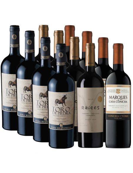 Pack mix 12 Marqués de Casa Concha, Toro de Piedra y Raíces