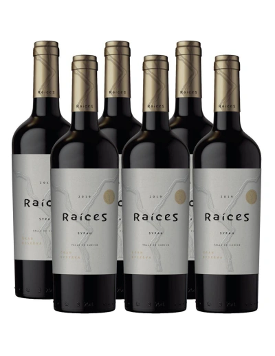 Pack 6 vinos Syrah, Gran Reserva, Raíces, Viña las Pitras