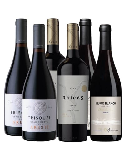 Pack 6 Syrah Gran Reserva, Raíces, Trisquel y Humo Blanco