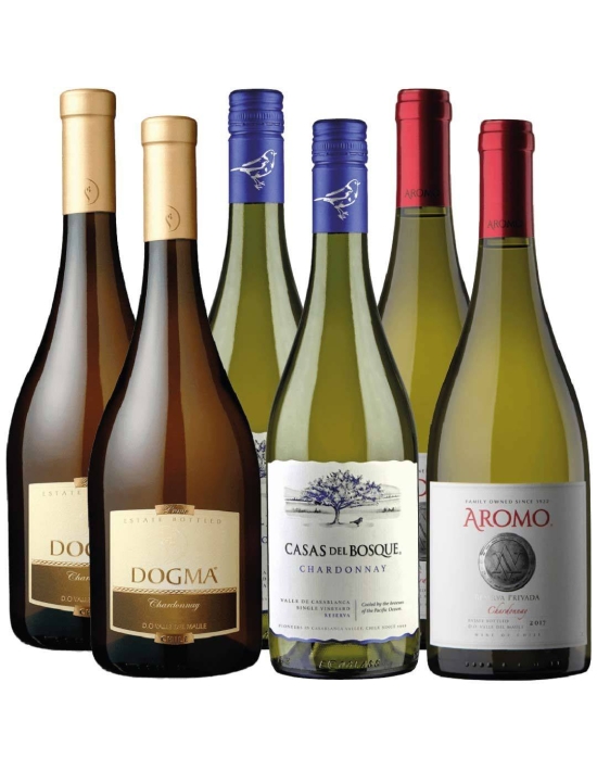 Pack mix 6 vinos Chardonnay Casas del Bosque, Aromo, Dogma