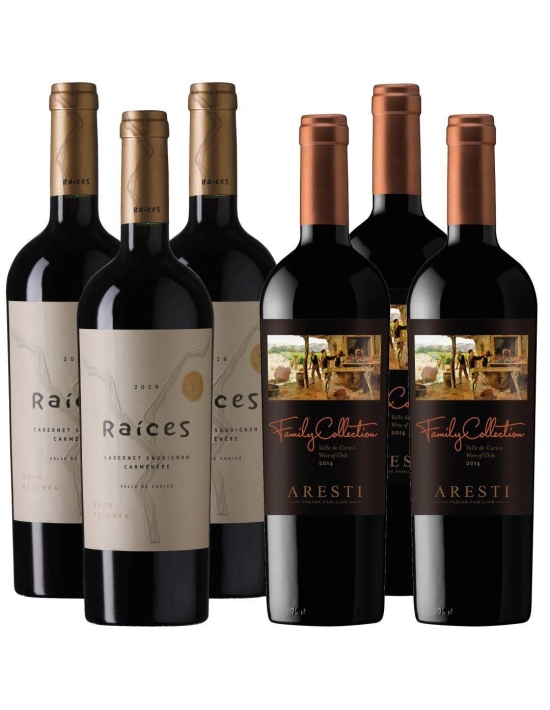 Pack 6 Mix Premium Family Collection y Gran Reserva Raíces Valle de Curicó - 1