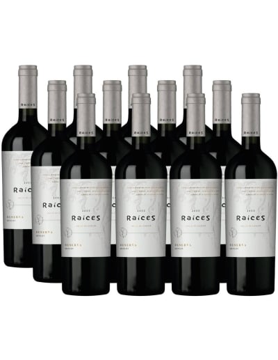 Pack 12 Merlot, Reserva, Raíces, Viña Las Pitras