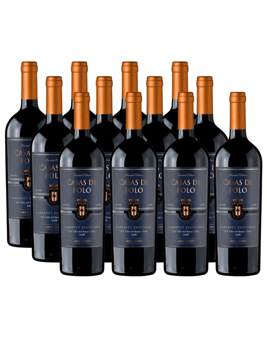Pack 12 Cabernet Sauvignon, Premium, Family Reserve, Casas de Polo