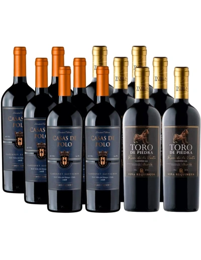 Pack 12 Toro de Piedra Carmenere Premium y Casas de Polo Cabernet S. Premium