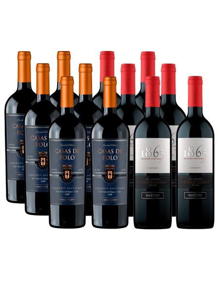Pack 12 Carmenere 1865 y Casas de Polo Premium CS