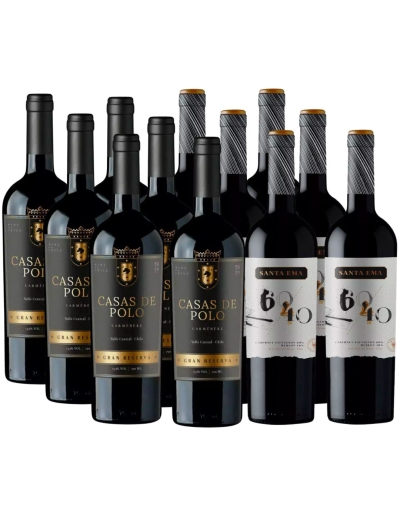 Pack Mix 12 Vinos Casas de Polo Wines y Santa Ema 60/40