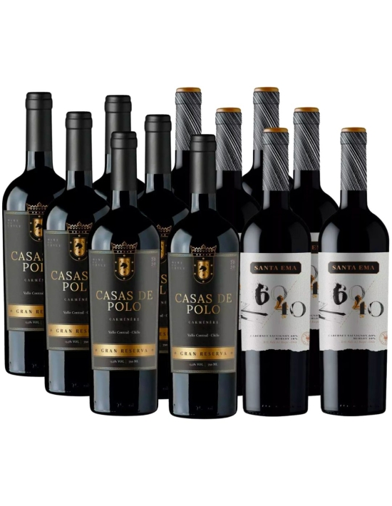 Pack Mix 12 Vinos Casas de Polo Wines y Santa Ema 60/40