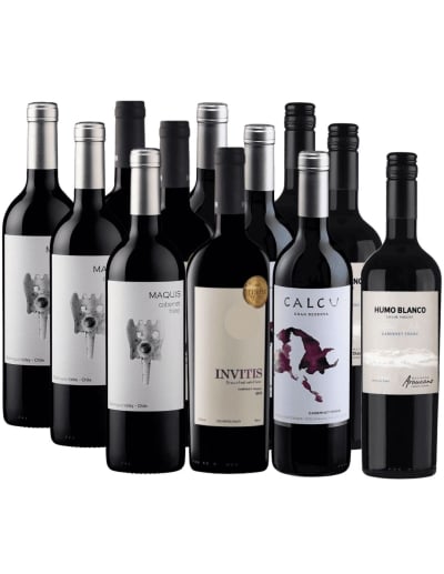 Pack Mix 12 Vinos Cabernet Franc, Humo Blanco, Invitis, Maquis, Calcu