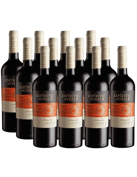 Pack 12 Carmenere, Reserva, Intrépido, Espíritu de Chile