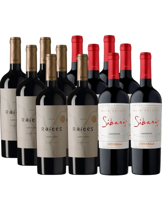 Pack 12 Vinos Carmenere Gran Reserva, Raíces, Sibaris