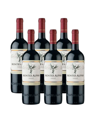 Pack 6 Merlot , premium, montes alpha, viña montes