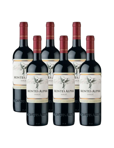 Pack 6 Merlot , premium, montes alpha, viña montes
