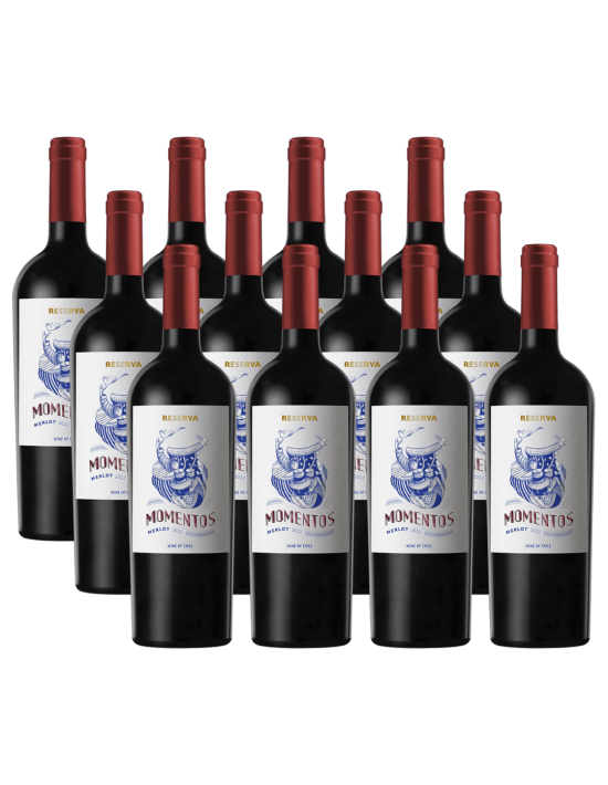 Pack 12 Merlot, Reserva, Momentos. Chateau los boldos
