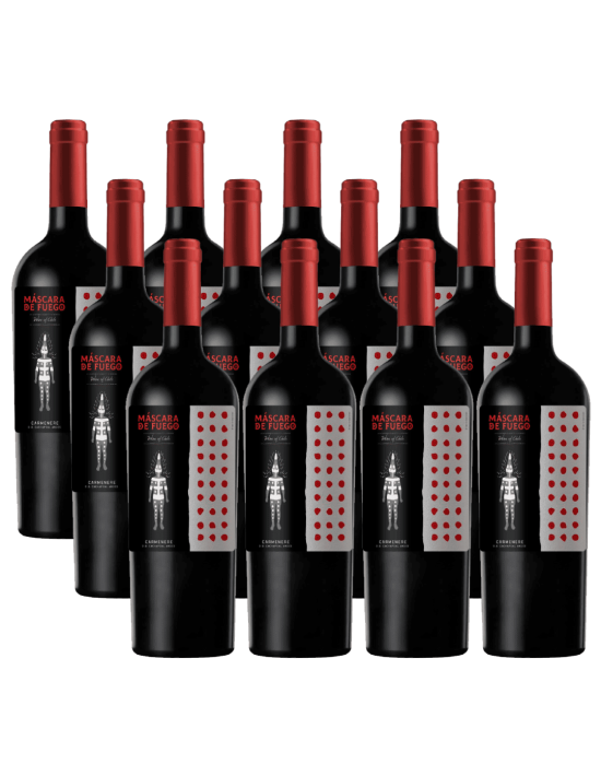 Pack 12 Carmenere, Máscara de Fuego, Chateau los boldos