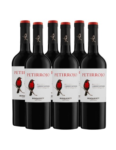 Pack 6 Cabernet Sauvignon, Petirrojo, reserva, Bisquertt