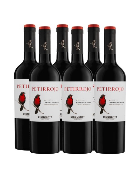 Pack 6 Cabernet Sauvignon, Petirrojo, reserva, Bisquertt