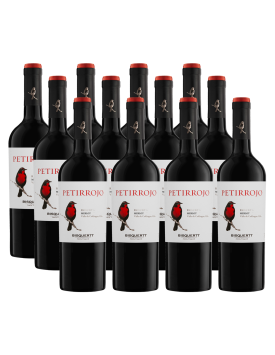 Pack 12 Merlot, Petirrojo, reserva, Bisquertt