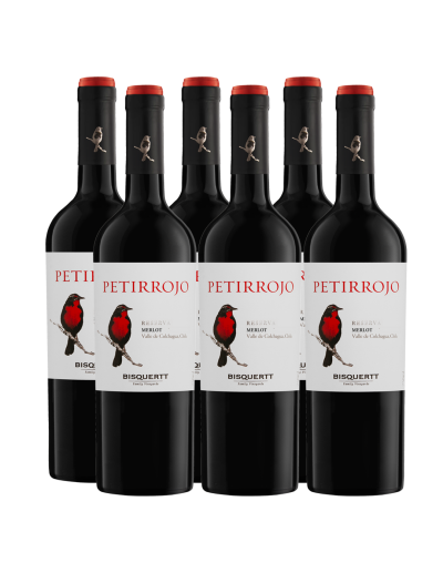 Pack 6 Merlot, Petirrojo, reserva, Bisquertt