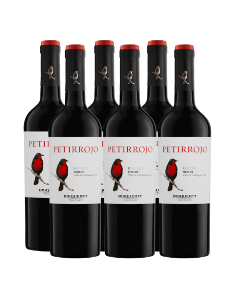Pack 6 Merlot, Petirrojo, reserva, Bisquertt