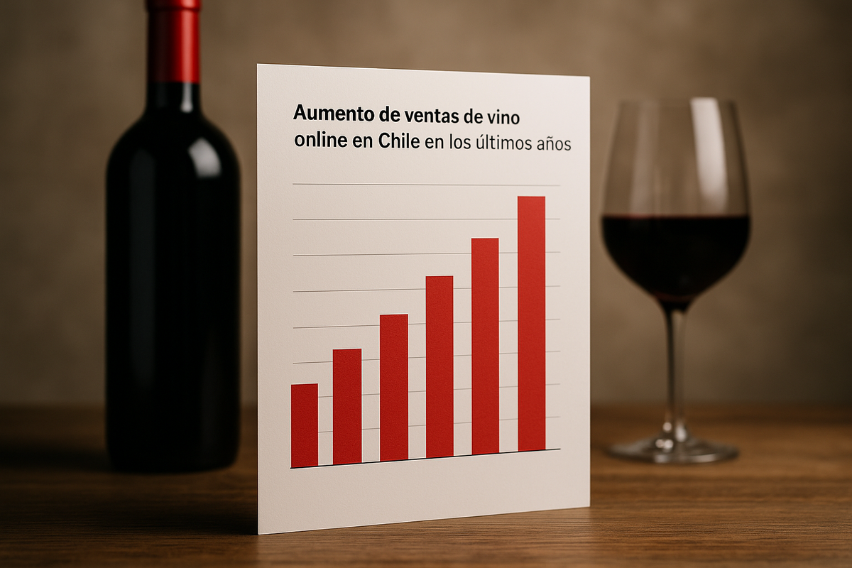 Gráfico ilustrando el crecimiento de las ventas de vino online en Chile en los últimos años