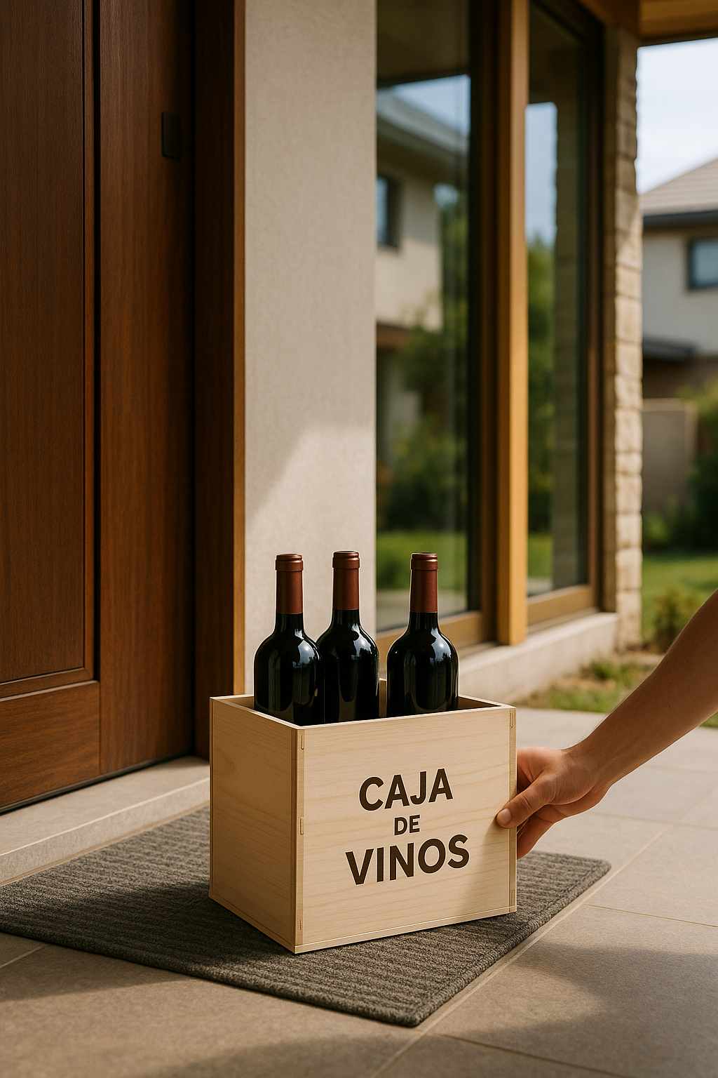 Caja de vinos siendo entregada en domicilio en Chile