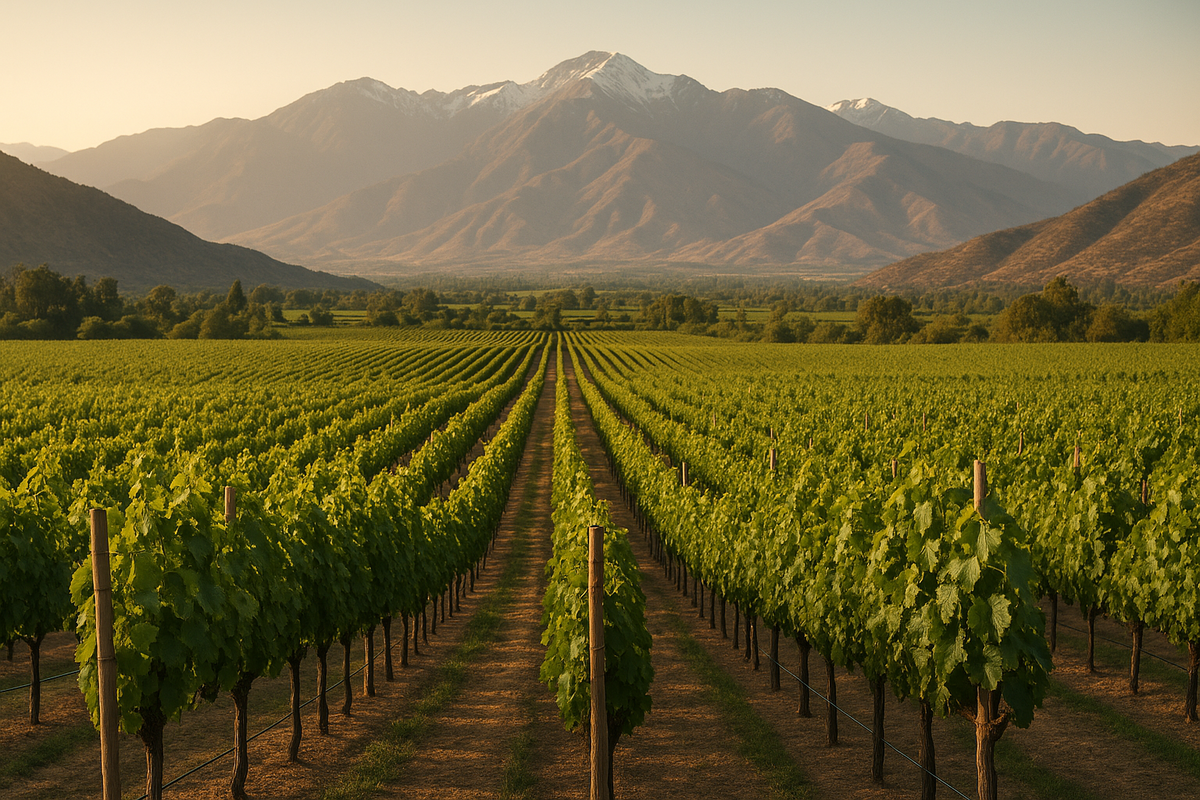 Viñedos chilenos con los Andes de fondo, mostrando la diversidad de terroirs del país